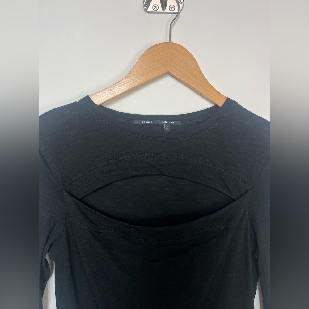 Proenza Schouler Black Label Cutout Long Sleeve Top Women’s Small Black Cotton - Picture 4 of 11
